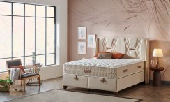 Čalouněná postel WIND s matrací - béžová