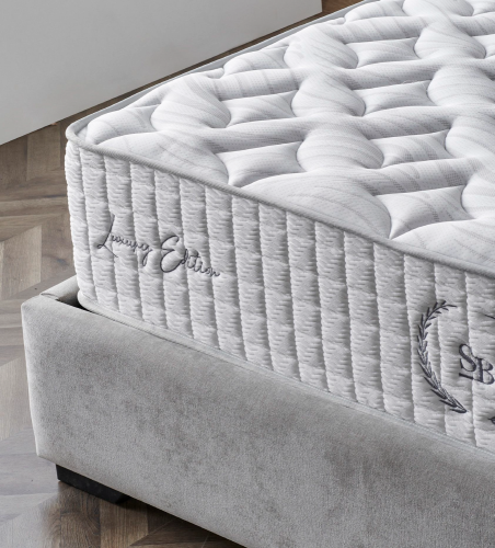 Čalouněná postel WAVE s matrací - šedá - Rozměr: 150 × 200 cm