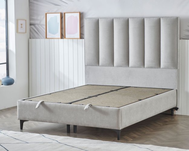 Čalouněná postel PROUD NEW s matrací - světle šedá - Rozměr: 150 × 200 cm