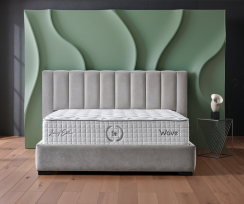 Čalouněná postel WAVE s matrací - šedá