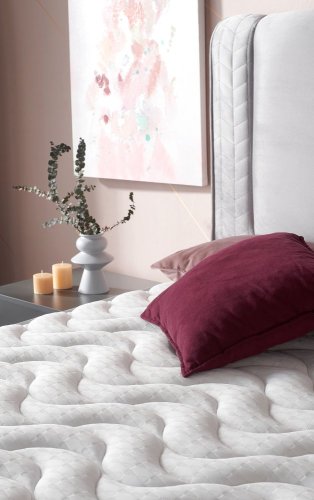 Čalouněná postel NOVI s matrací - světle šedá - Rozměr: 200 × 200 cm