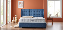 Čalouněná postel SKY s matrací - modrá