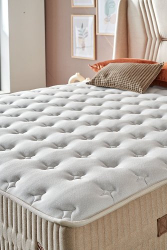 Čalouněná postel WIND s matrací - béžová - Rozměr: 90 × 200 cm