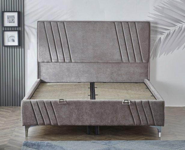 Čalouněná postel ELEGANCE NEW s matrací - světle šedá