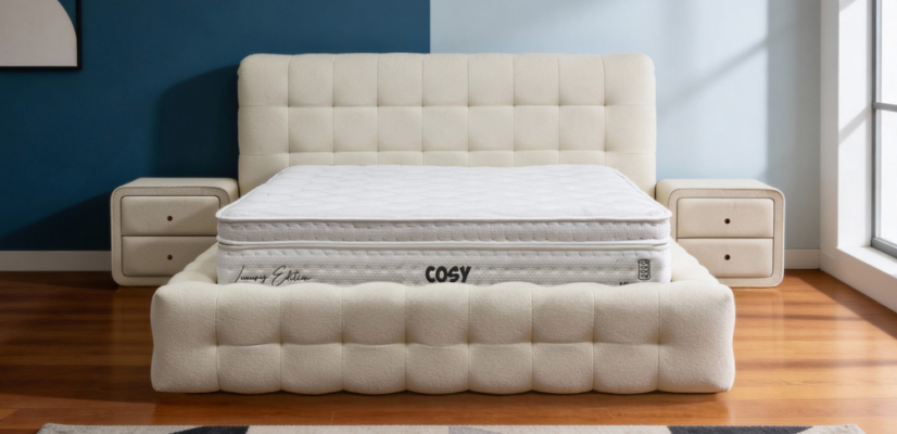 Čalouněná postel COSY s matrací - béžová
