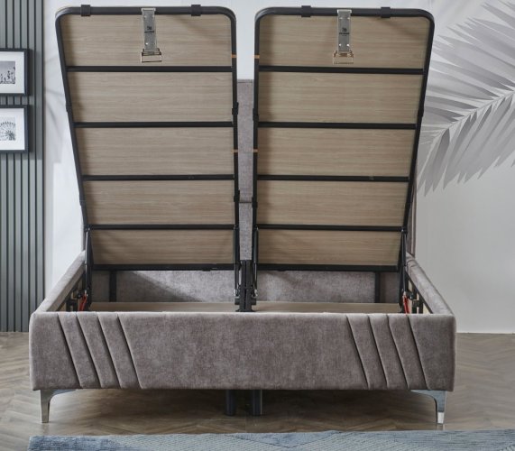 Čalouněná postel ELEGANCE NEW s matrací - světle šedá