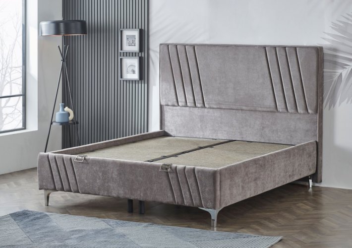 Čalouněná postel ELEGANCE NEW s matrací - světle šedá