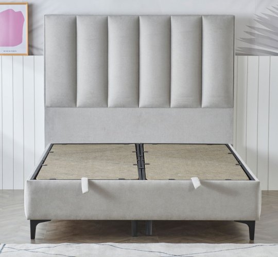Čalouněná postel PROUD NEW s matrací - světle šedá - Rozměr: 150 × 200 cm