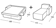 298 cm - sofa bed