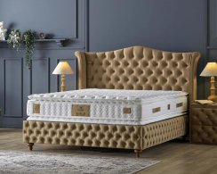 Čalouněná postel GOLD s matrací - zlatá