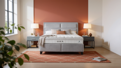 Čalouněná postel LUCA NEW s matrací - šedá