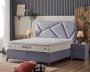 Čalouněná postel MOON s matrací - šedá