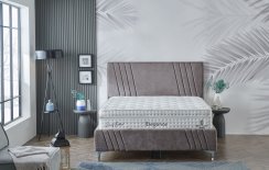 Čalouněná postel ELEGANCE NEW s matrací - světle šedá