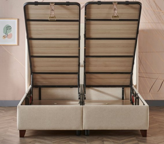 Čalouněná postel WIND s matrací - béžová - Rozměr: 90 × 200 cm