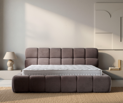 Čalouněná postel GLOBE s matrací - hnědá