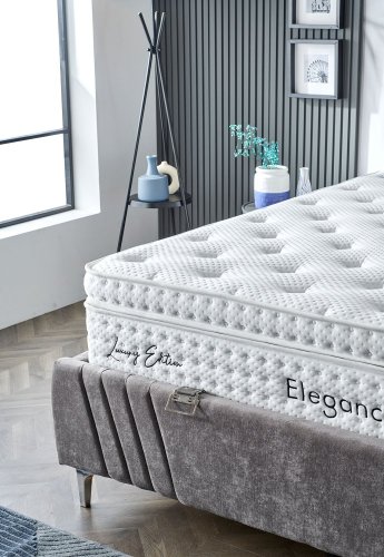 Čalouněná postel ELEGANCE NEW s matrací - světle šedá