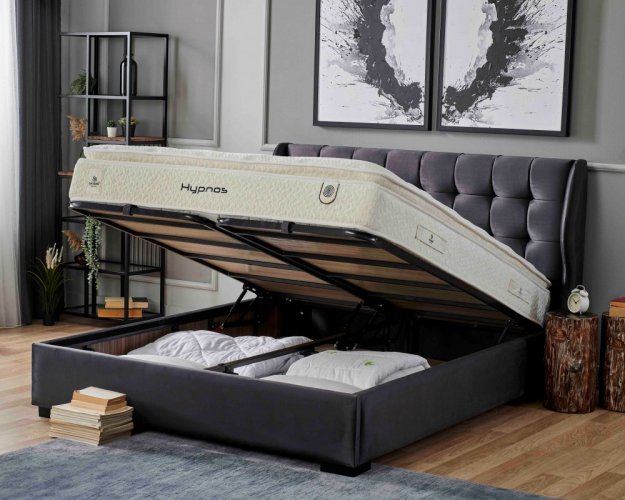 Čalouněná postel HYPNOS s matrací - antracit