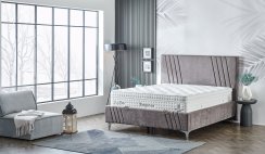 Čalouněná postel ELEGANCE NEW s matrací - světle šedá