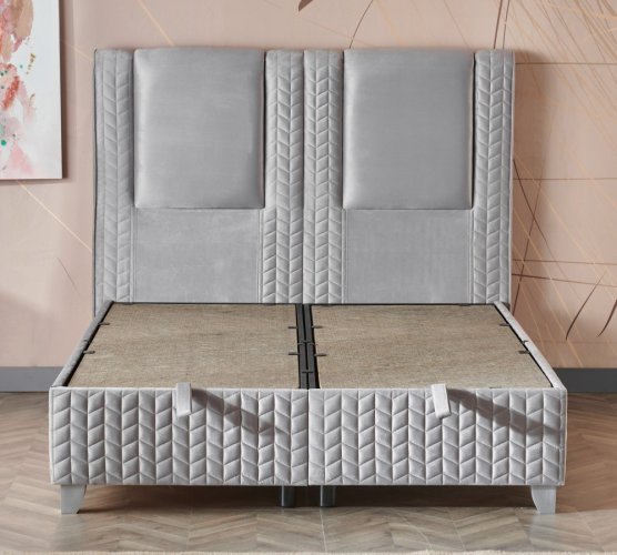 Čalouněná postel NOVI s matrací - světle šedá - Rozměr: 200 × 200 cm
