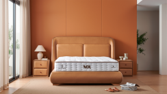 Čalouněná postel NOX s matrací - hnědá