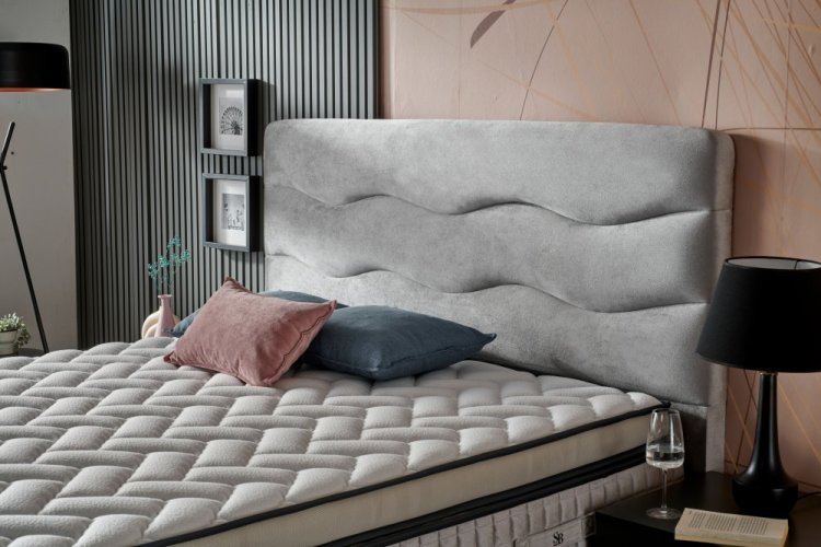 Čalouněná postel DREAM MODE NEW s matrací - světle šedá - Rozměr: 100 × 200 cm