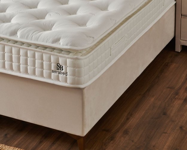 Čalouněná postel MOON s matrací - béžová