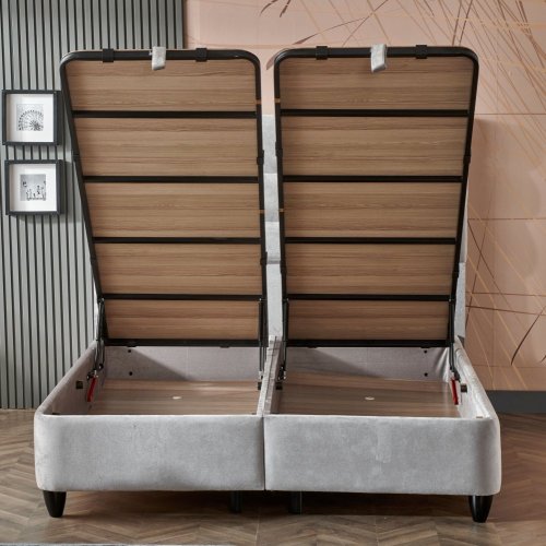 Čalouněná postel DREAM MODE NEW s matrací - světle šedá - Rozměr: 100 × 200 cm