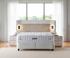 Čalouněná postel ICON s matrací - béžová