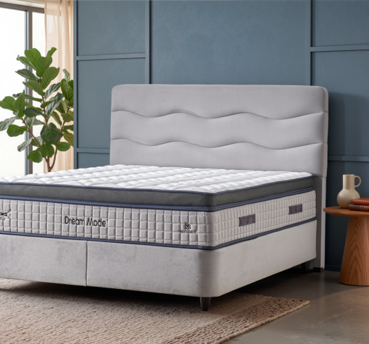 Čalouněná postel DREAM MODE NEW s matrací - světle šedá - Rozměr: 150 × 200 cm