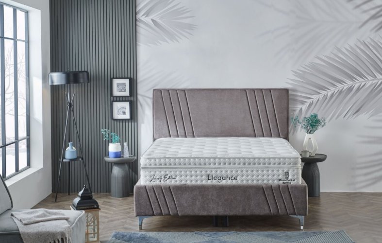 Čalouněná postel ELEGANCE NEW s matrací - světle šedá