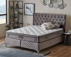 Čalouněná postel DELUXE s matrací - šedá