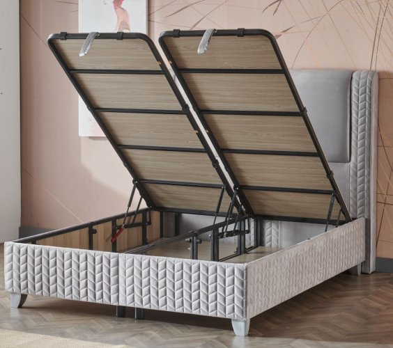 Čalouněná postel NOVI s matrací - světle šedá - Rozměr: 200 × 200 cm