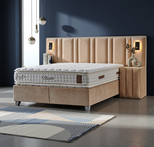 Čalouněná postel MASTER NEW s matrací - béžová - Rozměr: 150 × 200 cm