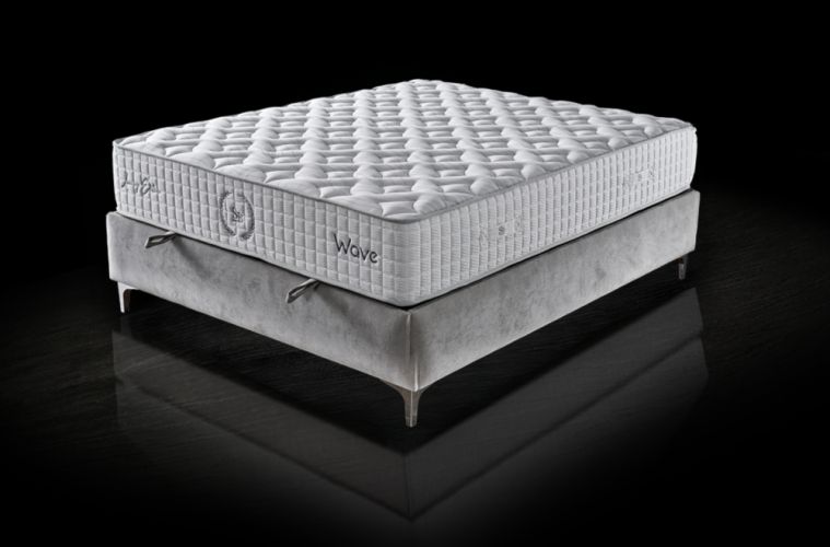 Čalouněná postel WAVE s matrací - šedá - Rozměr: 150 × 200 cm